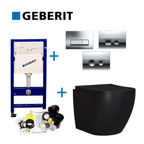 Geberit UP100 Mat Zwarte Toiletset set65 Mudo Randloos, Doe-het-zelf en Verbouw, Sanitair, Overige typen, Nieuw, Ophalen of Verzenden