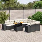 vidaXL 10-delige Loungeset met kussens poly rattan zwart, Verzenden, Nieuw, Rotan, Loungeset