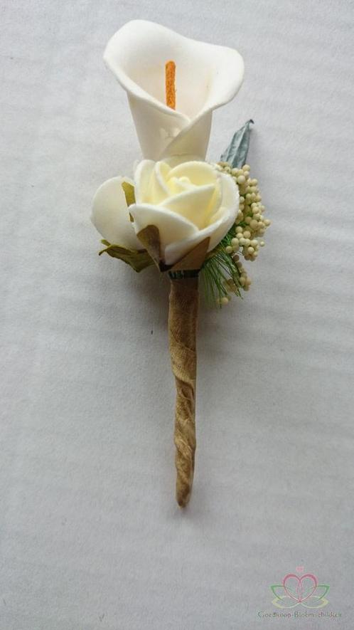 Corsage Calla Creme/Zand CCC222 Maatwerk corsage, Hobby en Vrije tijd, Knutselen, Nieuw, Ophalen of Verzenden