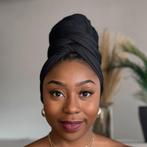 Zwarte hoofddoek - Headwrap van stretchy Jersey stof, Kleding | Dames, Hoeden en Petten, Ophalen of Verzenden, Nieuw