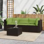 vidaXL 4-delige Loungeset met kussens poly rattan bruin, Verzenden, Nieuw, Rotan, Loungeset
