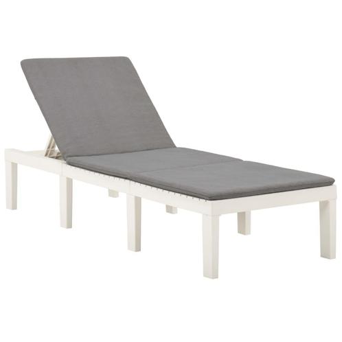vidaXL Ligbed met kussen kunststof wit, Tuin en Terras, Ligbedden, Nieuw, Verzenden