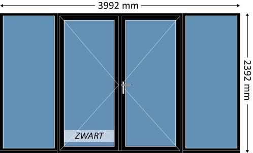 Voorraad dubbele deur met zijlichten, aluminium, zwart, Doe-het-zelf en Verbouw, Deuren en Horren, Buitendeur, Nieuw, 120 cm of meer