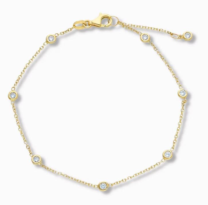 Gouden armband met edelsteentjes 14k, Sieraden, Tassen en Uiterlijk, Armbanden, Goud, Nieuw, Goud, Verzenden
