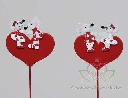 Bijsteker Hart met muizen 7 cm pak 12 stuks, Huis en Inrichting, Woonaccessoires | Kunstplanten en Kunstbloemen, Nieuw, Ophalen of Verzenden
