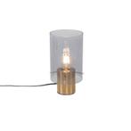 Vintage tafellamp messing met smoke glas - Vidra, Huis en Inrichting, Lampen | Tafellampen, Nieuw, Glas, Modern, Minder dan 50 cm