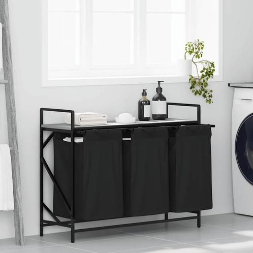 vidaXL Wasmand 3 vakken met plank grijs sonoma eiken, Tuin en Terras, Droogmolens en Wasrekken, Nieuw, Verzenden