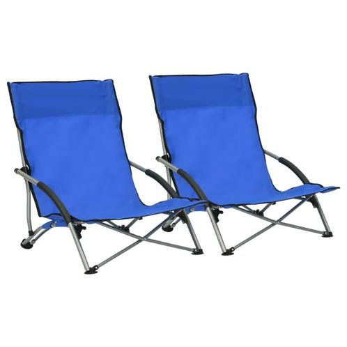 vidaXL Strandstoelen 2 st inklapbaar stof blauw, Tuin en Terras, Tuinstoelen, Nieuw, Verzenden
