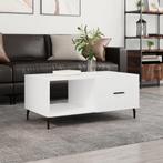 vidaXL Salontafel 90x50x40 cm bewerkt hout hoogglans wit, 50 tot 100 cm, Verzenden, Nieuw, 50 tot 100 cm