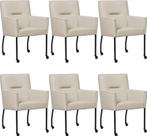 Set van 6 Crème leren moderne eetkamerstoelen - Toledo leer, Nieuw, Leer, Ophalen of Verzenden, Vijf, Zes of meer stoelen