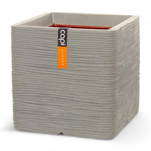 Capi Europe Bloempot vierkant Rib NL 30x30cm Lichtgrijs, Tuin en Terras, Bloempotten, Ophalen of Verzenden