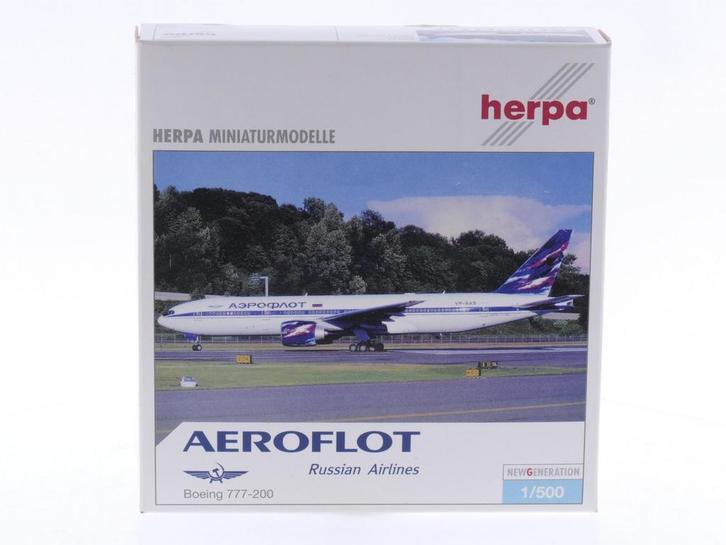 Schaal 1:500 Herpa 506571 Aeroflot Boeing 777-200 Reg.Nr..., Hobby en Vrije tijd, Modelbouw | Vliegtuigen en Helikopters, Gebruikt