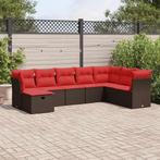 vidaXL 8-delige Loungeset met kussens poly rattan bruin, Tuin en Terras, Nieuw, 8 zitplaatsen, Loungeset, Verzenden
