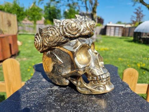 Figuur - Rose Skull - Messing, Antiek en Kunst, Curiosa en Brocante