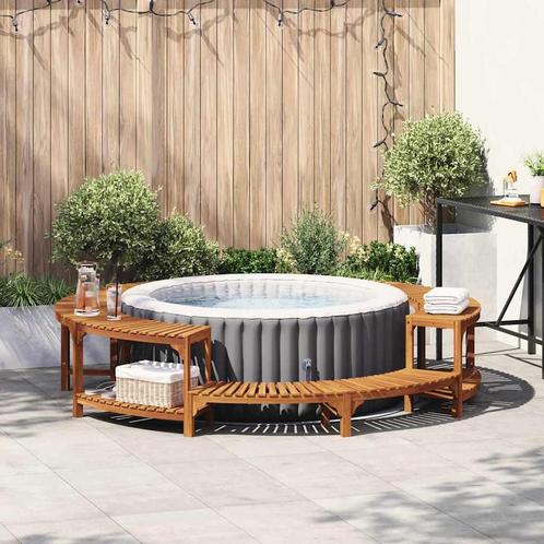vidaXL Ronde Hot Tub Omheining Bruin Ø255 cm Massief, Tuin en Terras, Zwembad-toebehoren, Nieuw, Verzenden