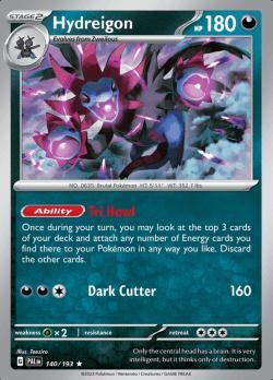 Hydreigon 140/193 reverse holo Paldea evolved, Hobby en Vrije tijd, Verzamelkaartspellen | Pokémon, Losse kaart, Nieuw, Foil, Ophalen of Verzenden