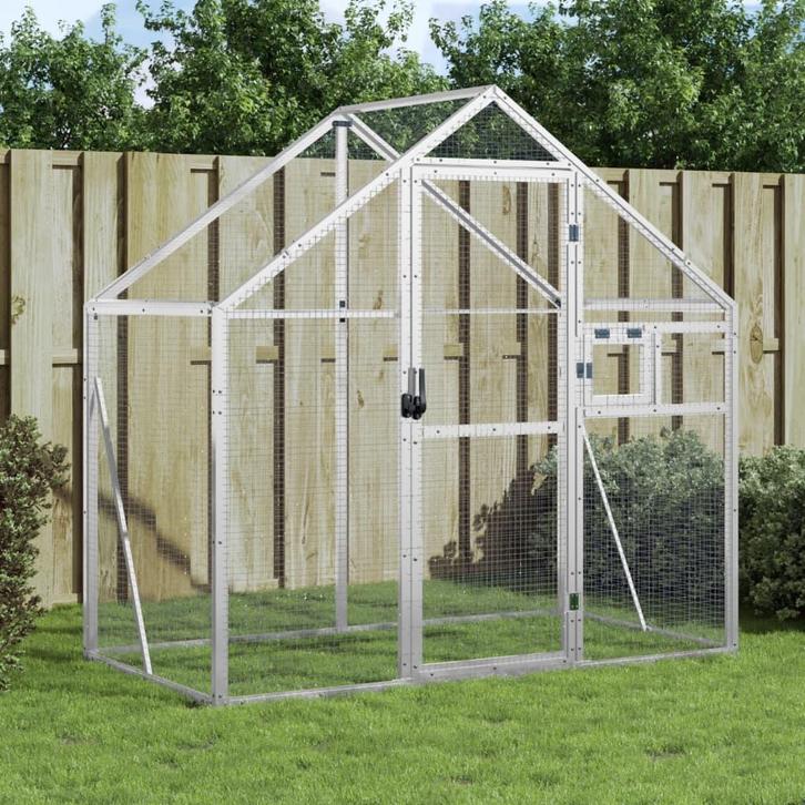 vidaXL Volière 179x100x185 m aluminium zilverkleurig, Dieren en Toebehoren, Overige Dieren-accessoires, Nieuw, Verzenden
