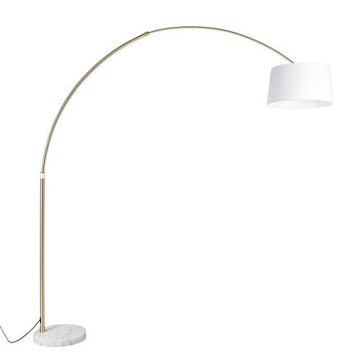 Booglamp messing met wit stoffen kap wit 50 cm - XXL, Huis en Inrichting, Lampen | Vloerlampen, Nieuw, Overige materialen, 200 cm of meer