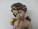Snijwerk, Holzfigur - farbiger Engel mit Trompete - Amor -, Antiek en Kunst