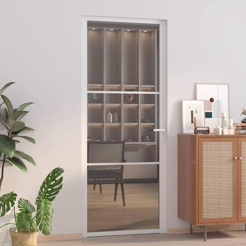 vidaXL Binnendeur 83x201,5 cm ESG-glas en aluminium wit, Doe-het-zelf en Verbouw, Deuren en Horren, Nieuw, Verzenden