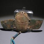 Oud-Egyptisch Faience Ketting met gevleugelde scarabee. 43