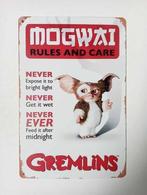 MOGWAI  RULES AND CARE GREMLiNS Metalen Bordje 30 bij 20 cm, Verzamelen, Film en Tv, Verzenden, Gebruikt