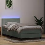 vidaXL Boxspring met matras en LED fluweel lichtgrijs 90x210, Verzenden, Nieuw, Grijs, Stof