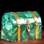 Een fascinerend natuurlijk malachietmozaïek - sieradendoos -, Antiek en Kunst