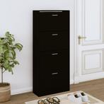 vidaXL Schoenenkast 63x24x147 cm bewerkt hout Zwart, Verzenden, Nieuw