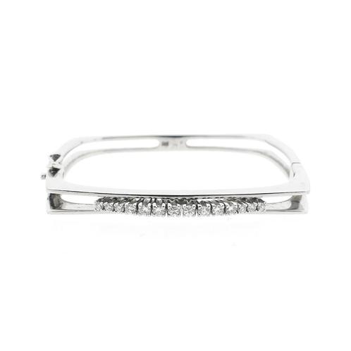 Witgouden armband met diamant 0,43 ct. | Ø 50 mm, Sieraden, Tassen en Uiterlijk, Armbanden, Overige kleuren, Gebruikt, Met edelsteen