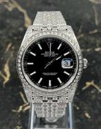 Rolex Datejust 41 - Black Dial -126300 - Iced Out - Diamonds, Nieuw, Staal, Staal, Polshorloge