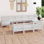 vidaXL 3083385  10-delige Tuin Lounge Set Wit Stevig Hout, Tuin en Terras, Verzenden, Nieuw, Loungeset