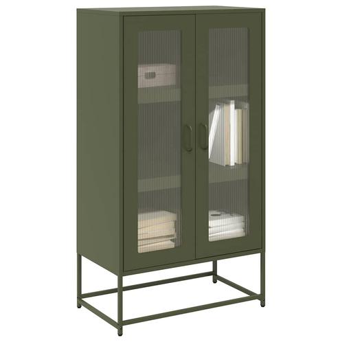 vidaXL buffetkast 68x39x123 cm staal olijfgroen, Huis en Inrichting, Kasten | Buffetkasten, Nieuw, Metaal, Verzenden