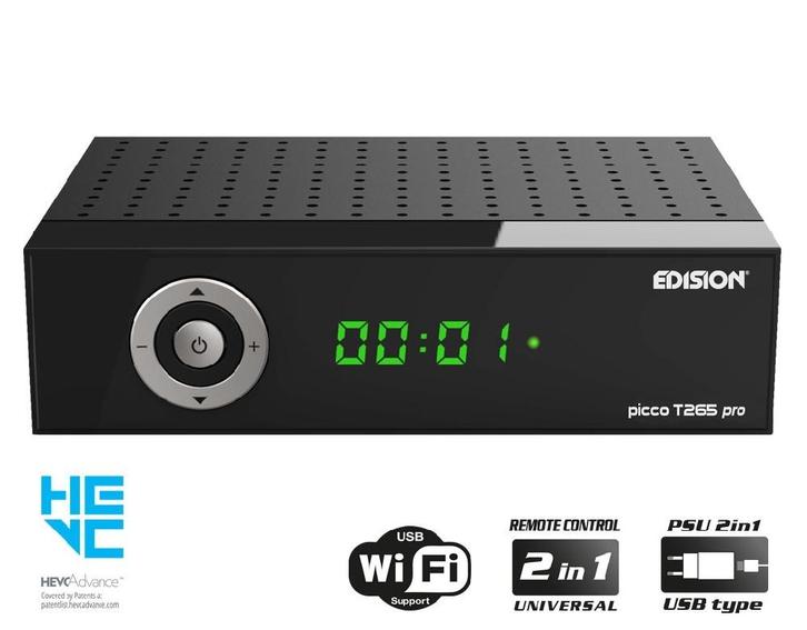 Edision Picco T265 PRO DVB-T2C H.265 HEVC, Audio, Tv en Foto, Schotelantennes, (Schotel)antenne-accessoires, Nieuw, Ophalen of Verzenden