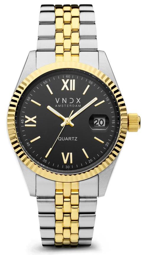 VNDX Dare Devil XL Silver Gold Black MT43008-01 dameshorloge, Sieraden, Tassen en Uiterlijk, Horloges | Dames, Staal, Nieuw, Staal