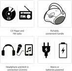 Lenco SCD-24 - Draagbare radio CD speler met AUX-uitgang - Z, Verzenden, Zo goed als nieuw