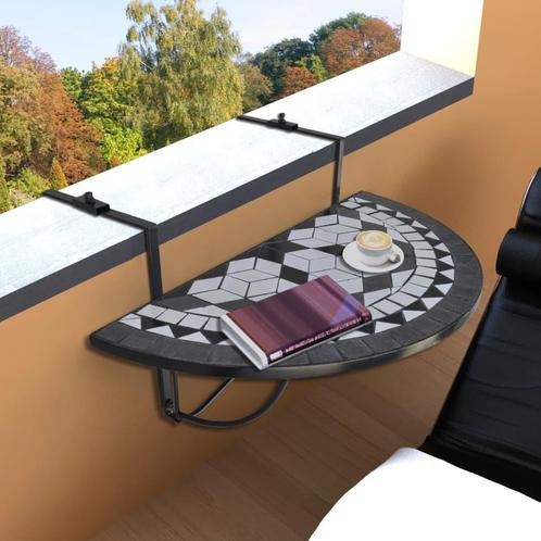 vidaXL Balkontafel hangend mozaïek zwart en wit, Tuin en Terras, Tuintafels, Nieuw, Verzenden