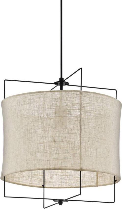 EGLO Bridekirk Hanglamp E27 - Ø 40 cm - Zwart/Linnen, Huis en Inrichting, Lampen | Hanglampen, Zo goed als nieuw, Ophalen of Verzenden