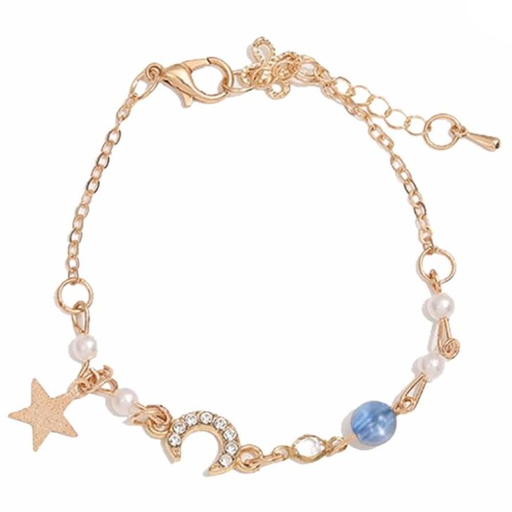 Fako Bijoux® - Dames Armband Ster & Maan - 18cm - Cadeau -, Sieraden, Tassen en Uiterlijk, Armbanden, Verzenden