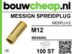 Messing spreidplug M12 (100 st.), Verzenden, Nieuw