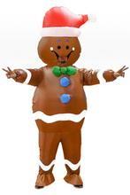 KIMU® Opblaas Kostuum Gingerbread Man Opblaasbaar pak Kerstp, Kleding | Heren, Carnaval, Nieuw, Overige maten, Ophalen of Verzenden