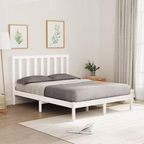 vidaXL Bedframe massief hout wit 120x200 cm, Huis en Inrichting, Slaapkamer | Bedden, 120 cm, 200 cm, Wit, Twijfelaar, Nieuw, Hout