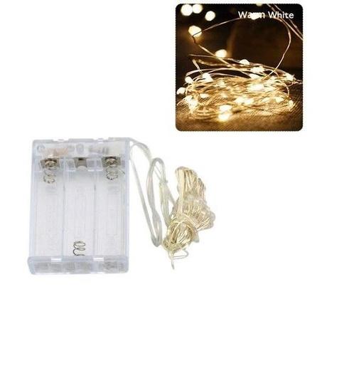 Kerstverlichting 5 Meter - Warm Wit - Op Batterij, Diversen, Kerst, Nieuw, Ophalen of Verzenden