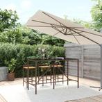 vidaXL Bartafel met glazen blad 180x70x110 cm poly rattan, Tuin en Terras, Verzenden, Nieuw