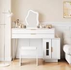 Witte Make-uptafel met LED-Verlichting en Ruime Lades, Verzenden, Nieuw