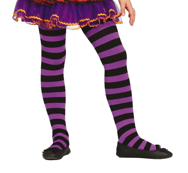Halloween Maillot Kind Zwart Lila Gestreept, Hobby en Vrije tijd, Feestartikelen, Nieuw, Verzenden