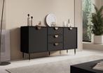 Meubella | Dressoir 150x40x78 cm mat zwart met goud, Huis en Inrichting, Kasten | Dressoirs, Verzenden, 150 tot 200 cm, Nieuw