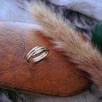 Bicolor gouden fantasie ring (witgoud, gouden ring), Gebruikt, Overige kleuren, Ophalen of Verzenden, 17 tot 18