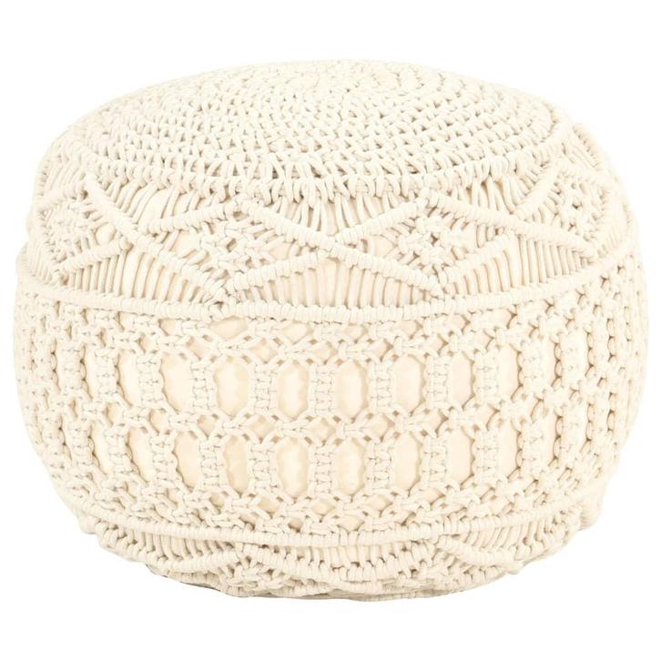 vidaXL Poef macramé handgemaakt 45x30 cm katoen, Huis en Inrichting, Banken | Voetenbanken en Poefen, Nieuw, Verzenden