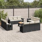 vidaXL 13-delige Loungeset met kussens poly rattan zwart, Tuin en Terras, Verzenden, Nieuw, Rotan, Loungeset